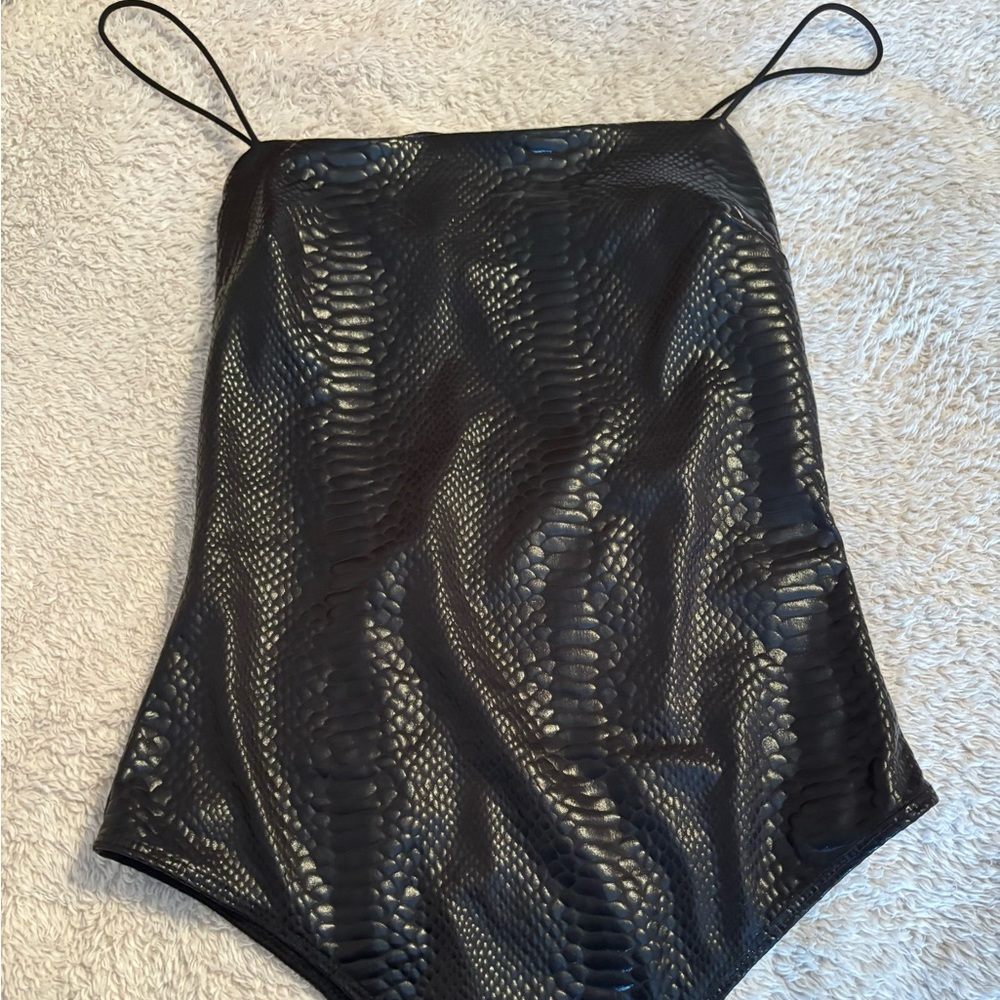 Leather tank top bodysuit